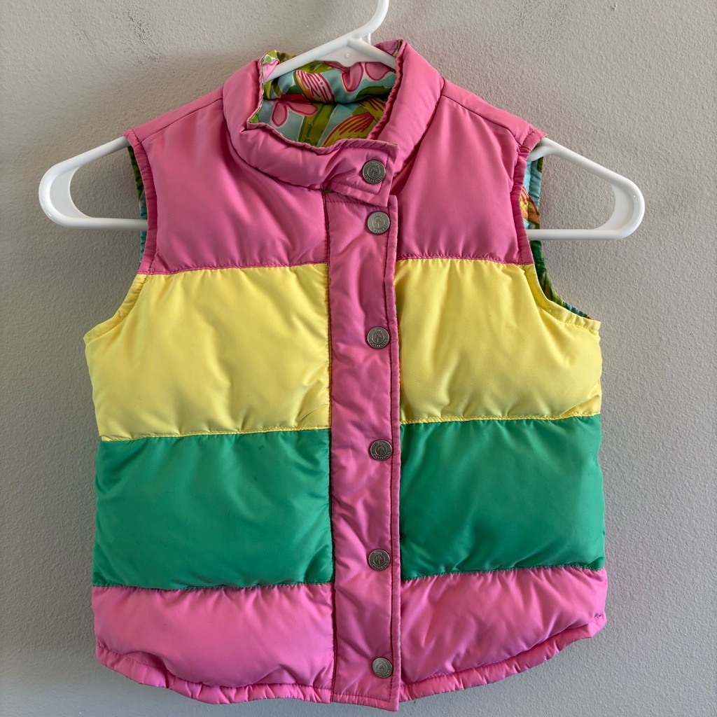 Lilly Pulitzer Girls Reversible Puffer Vest Size 7